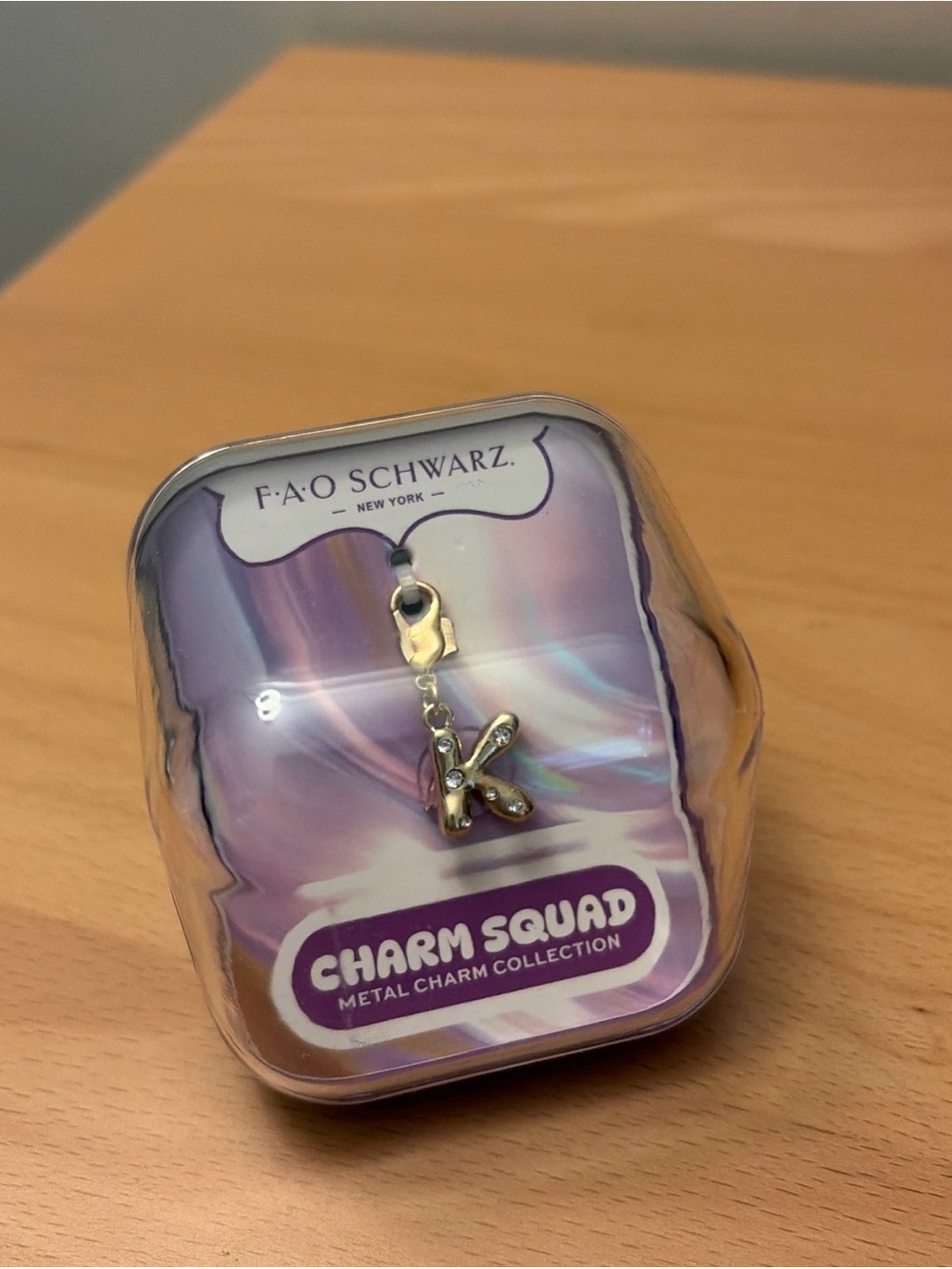 FAO Schwarz Gold Letter K Charm with Crystals